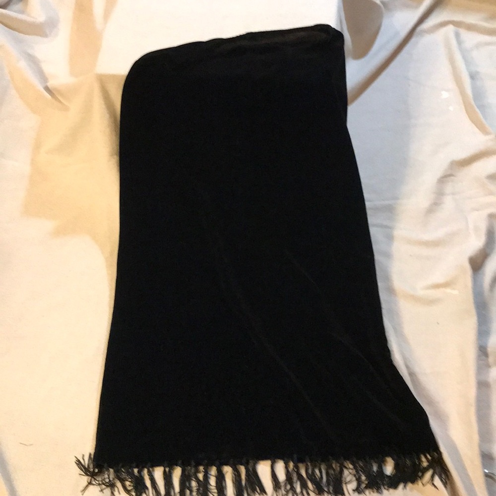 Skirt, Black Velveteen, stretch, M, fringe